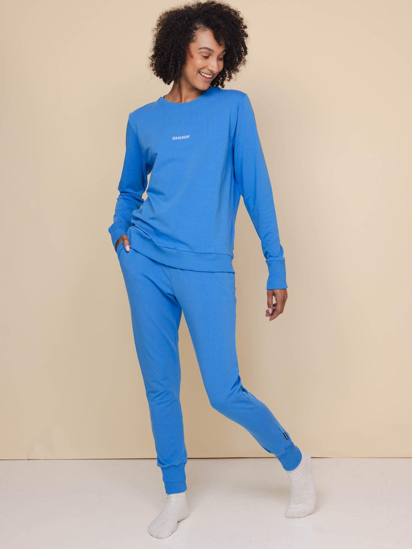 Blue Sweater und Hose set Damen