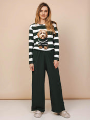 Labradoodle T-shirt lange mouwen en Wijde broek set Dames