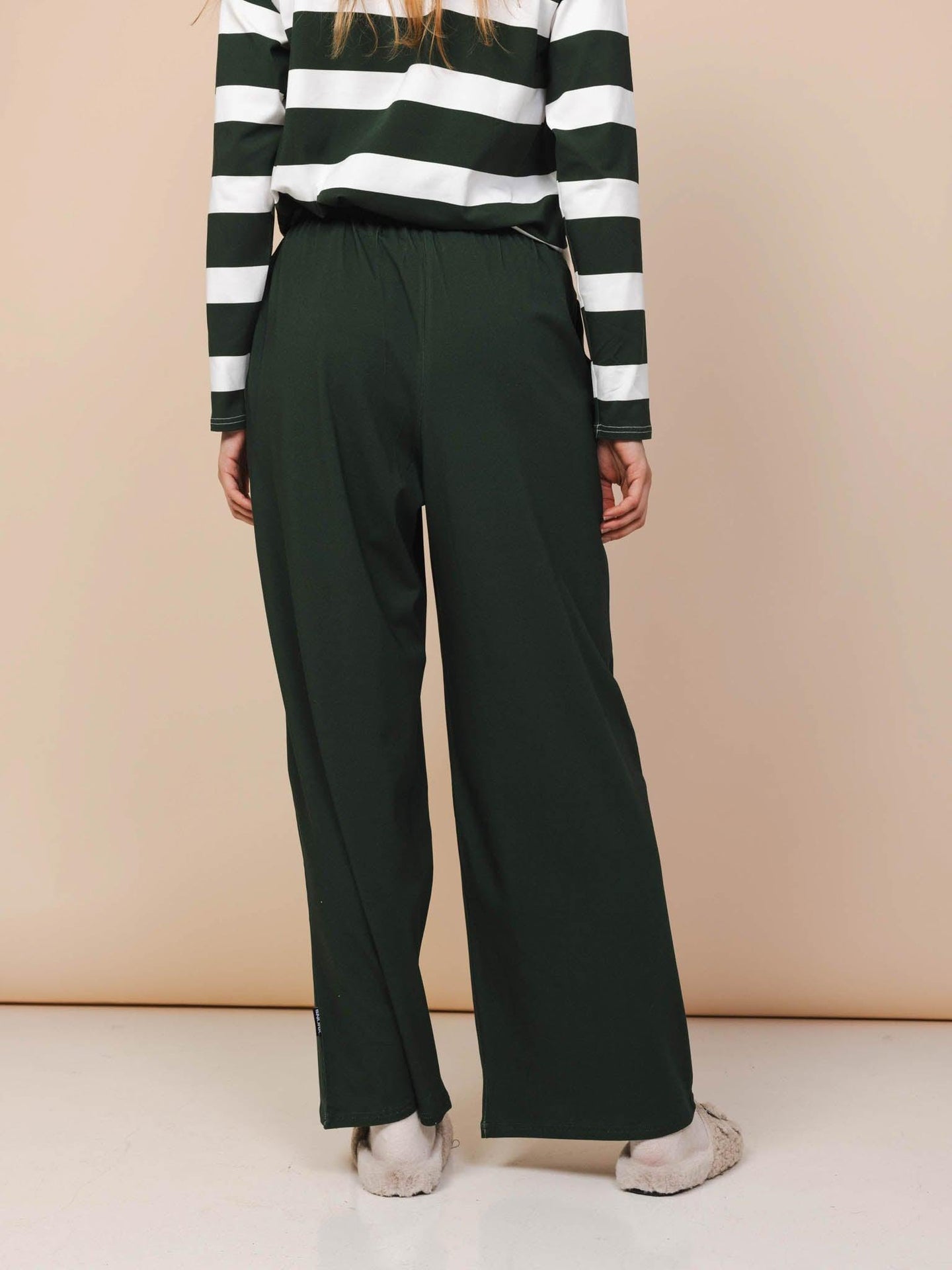 Dark Green Wide Pants Women