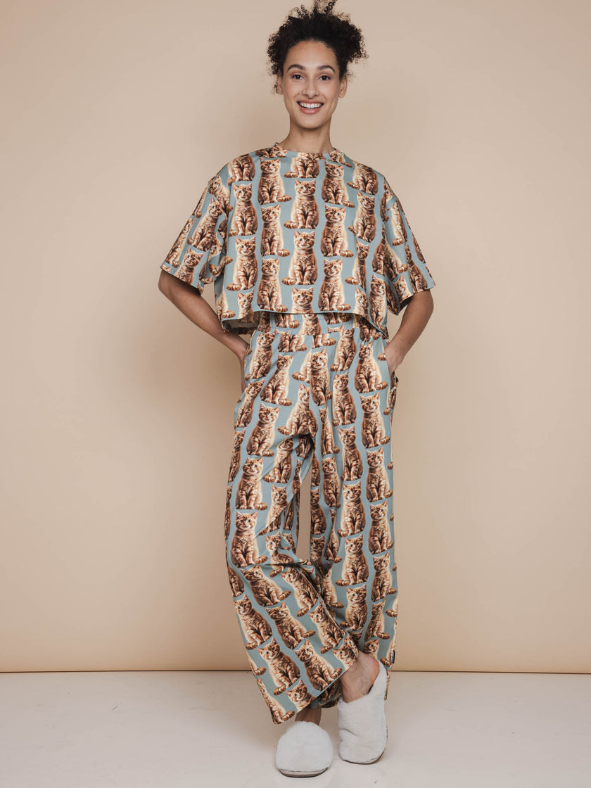 Bowie Cropped T-shirt en Wijde broek set Dames