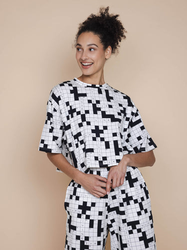 Crossword Cropped T-shirt Dames