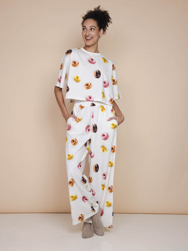 Donuts Cropped T-Shirt en Wijde broek set Dames