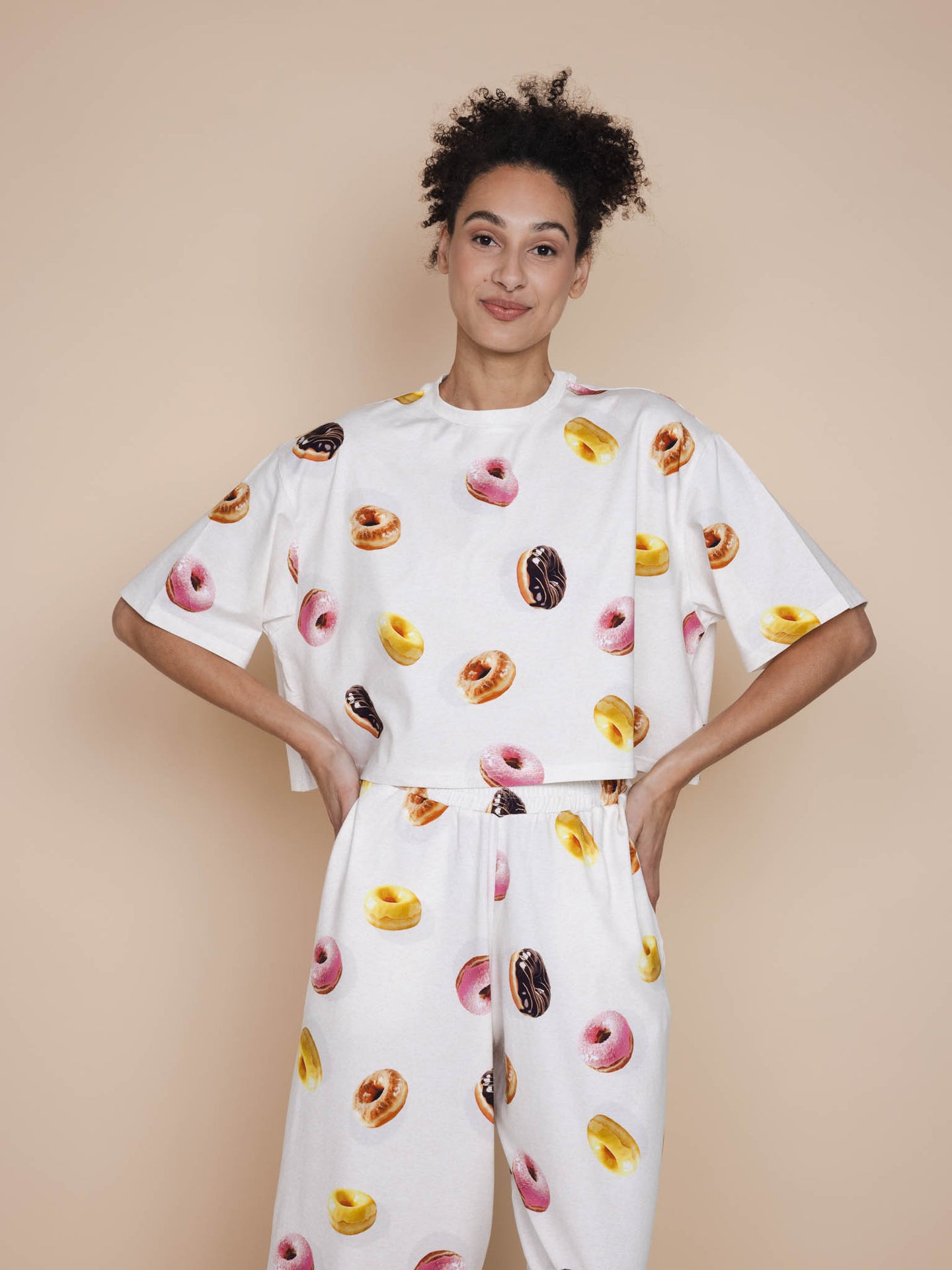 Donuts Cropped T-Shirt en Wijde broek set Dames - SNURK