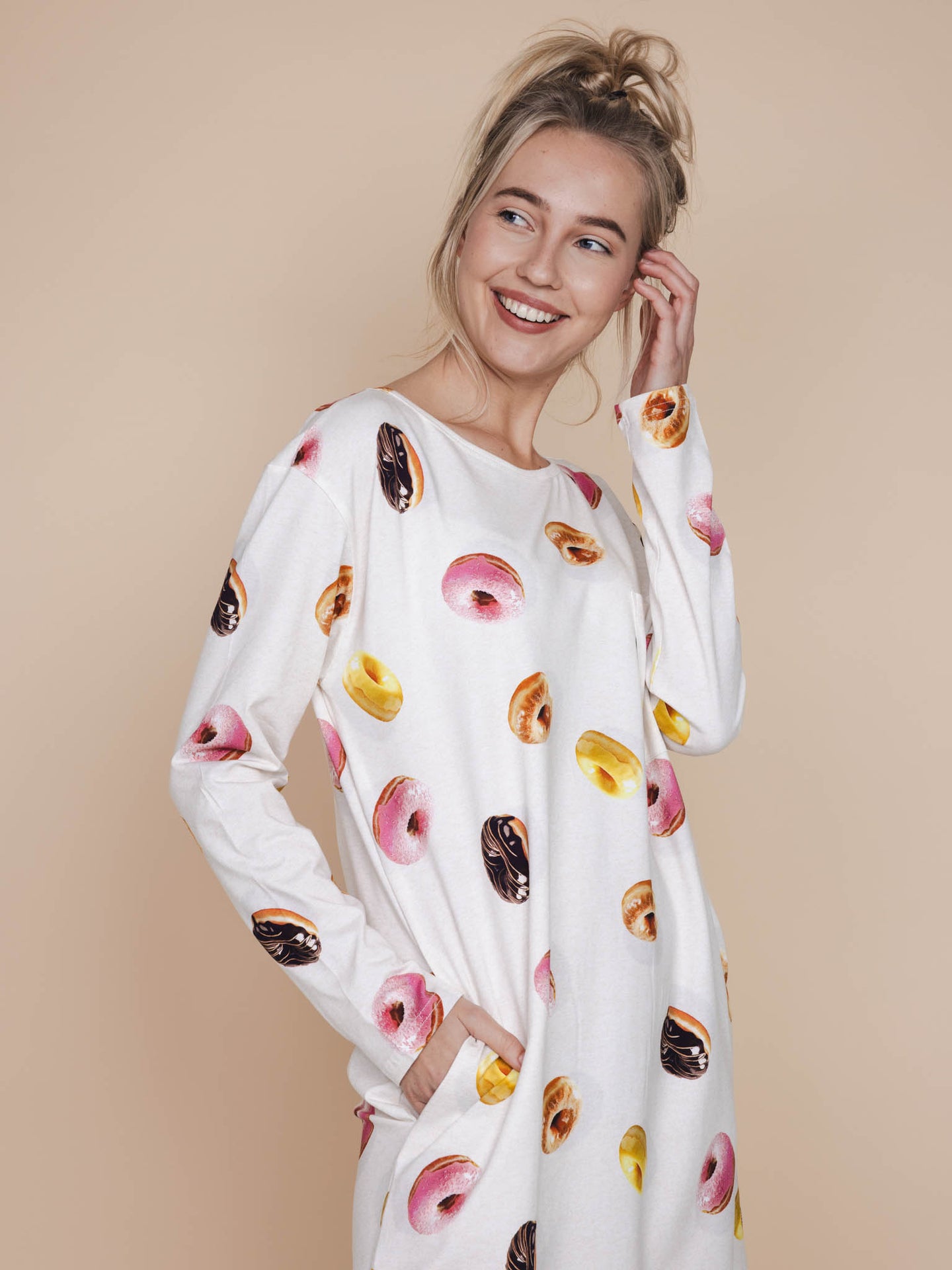 Donuts Long Sleeve Dress Dames - SNURK