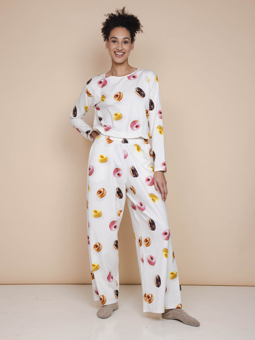 Donuts Long Sleeve T-shirt und weite Hose set Damen