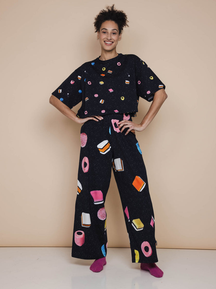 Drop it Cropped T-Shirt en Wijde broek set Dames