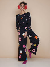 Drop It Long Sleeve T-shirt und weite Hose set Damen