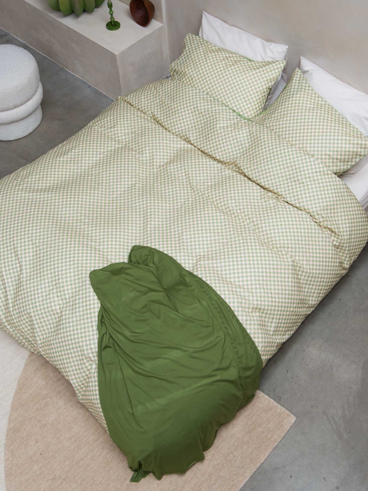 Check Green Beige duvet cover set