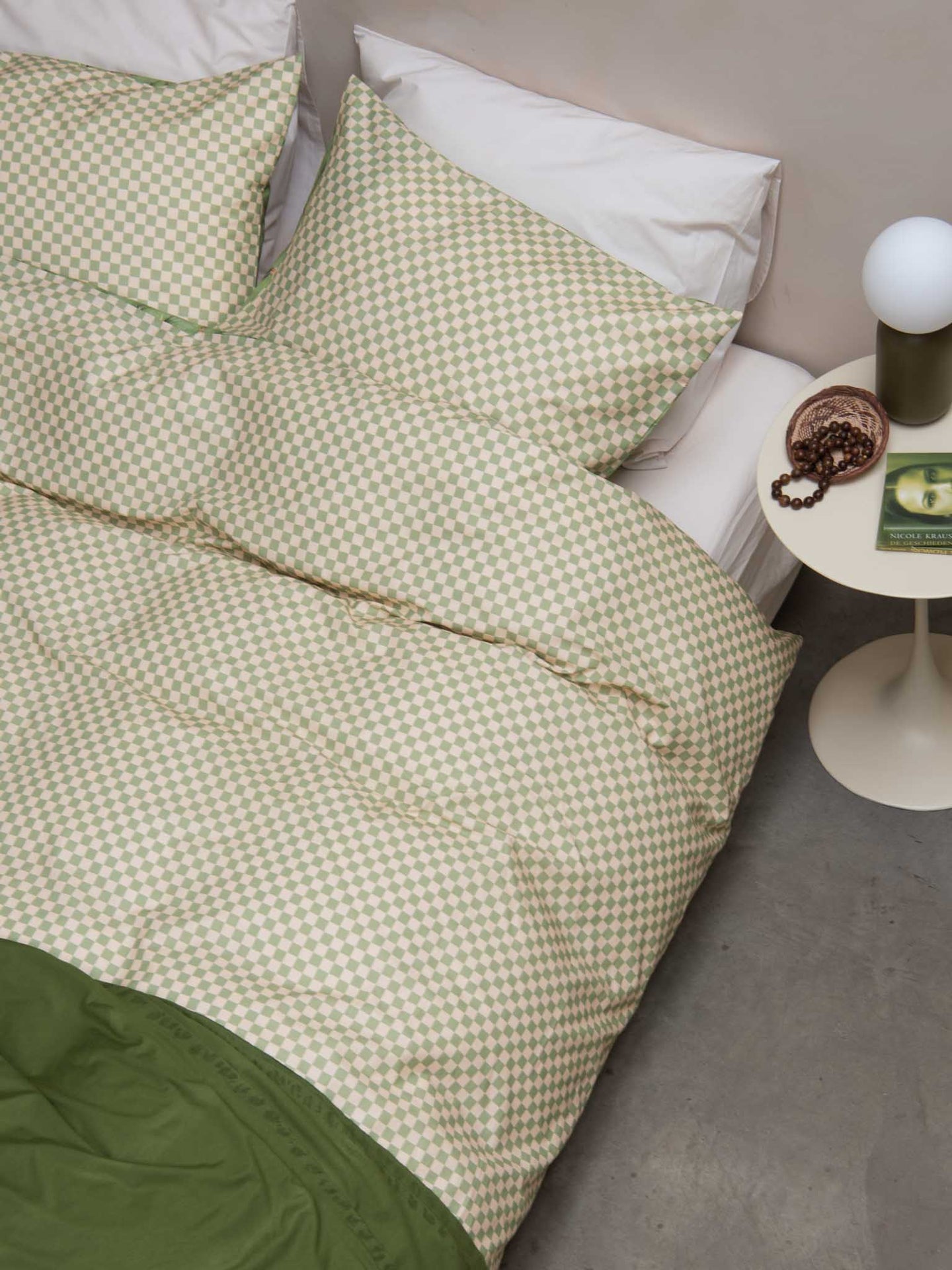 Check Green Beige duvet cover set