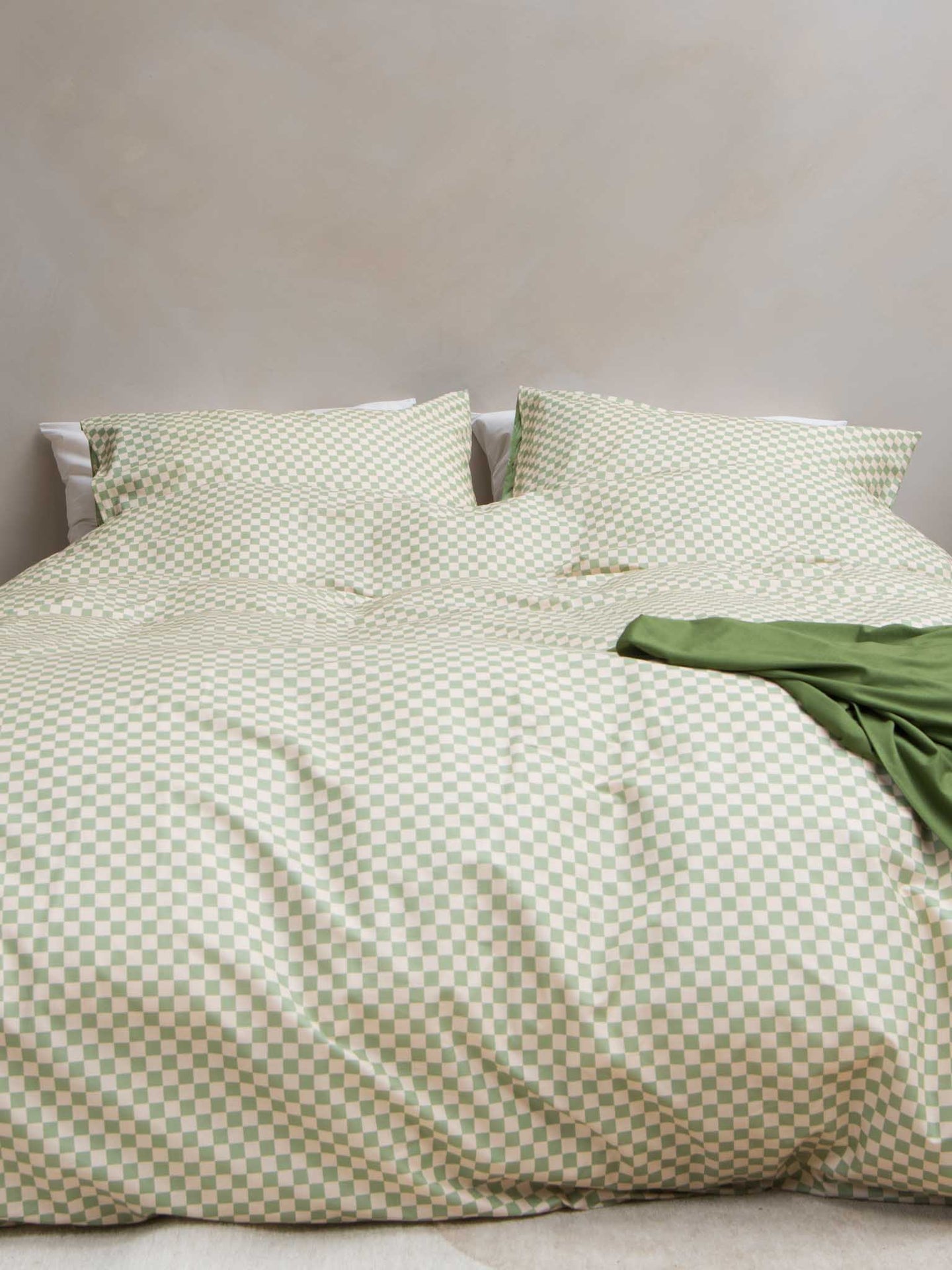Check Green Beige duvet cover set
