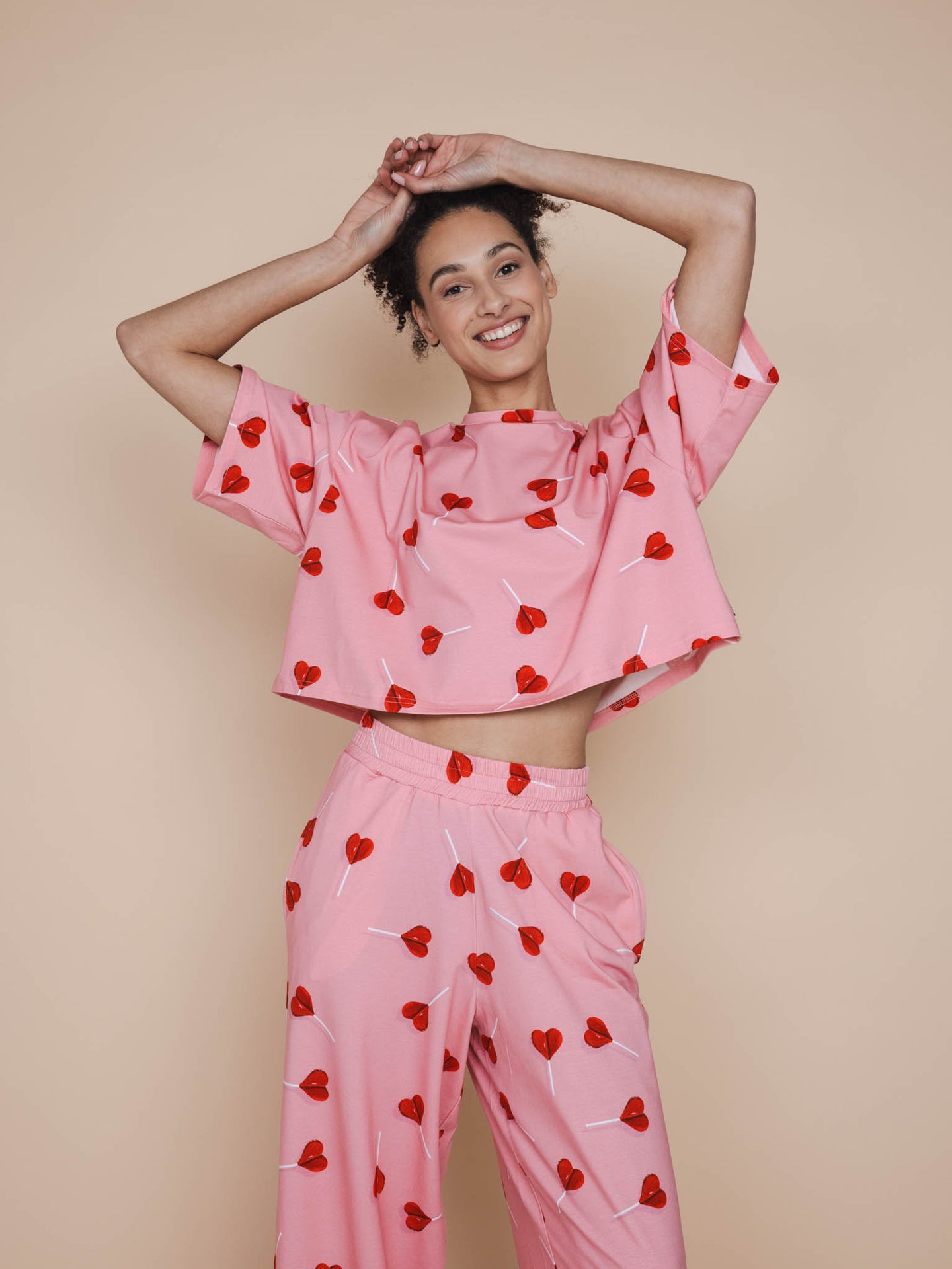 Lollipop Love Cropped T-Shirt en Wijde broek set Dames - SNURK