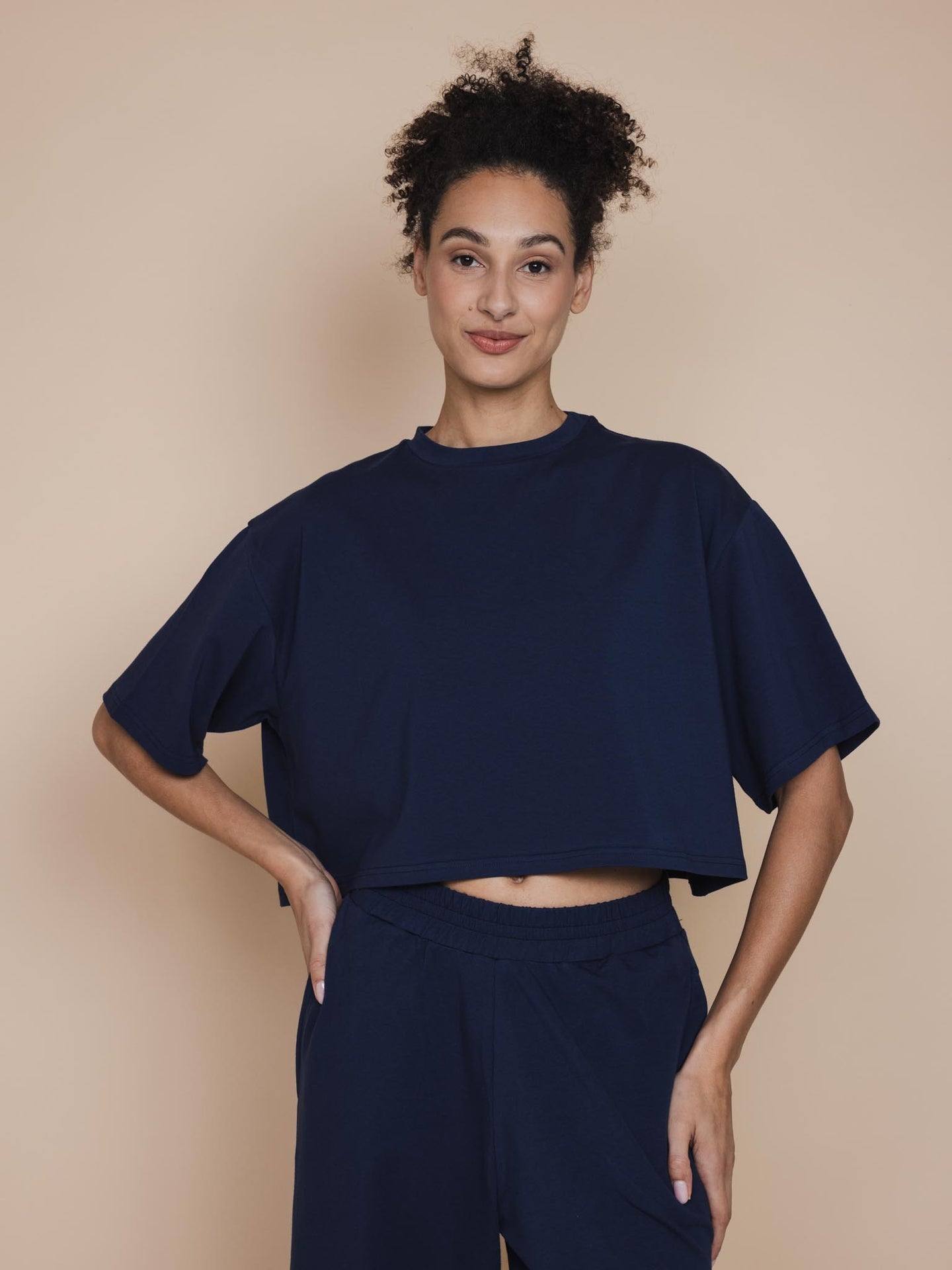 Navy Cropped T-shirt Damen