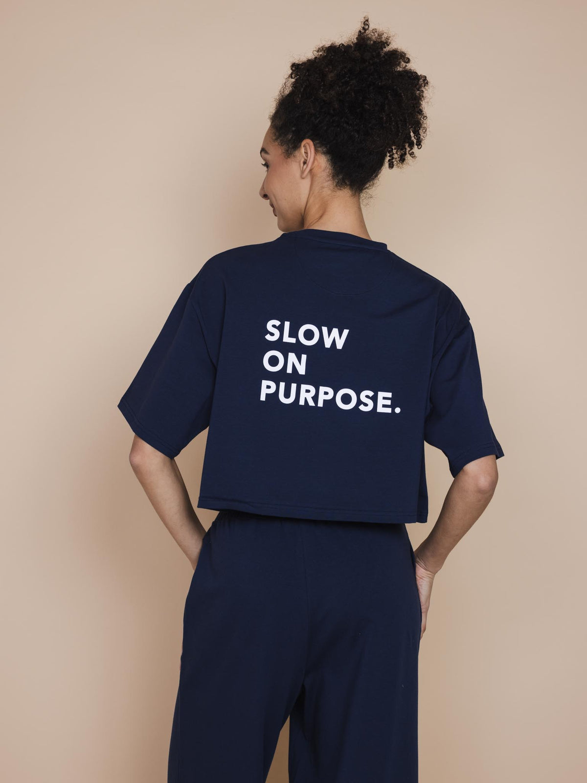 Navy Cropped T-shirt Damen