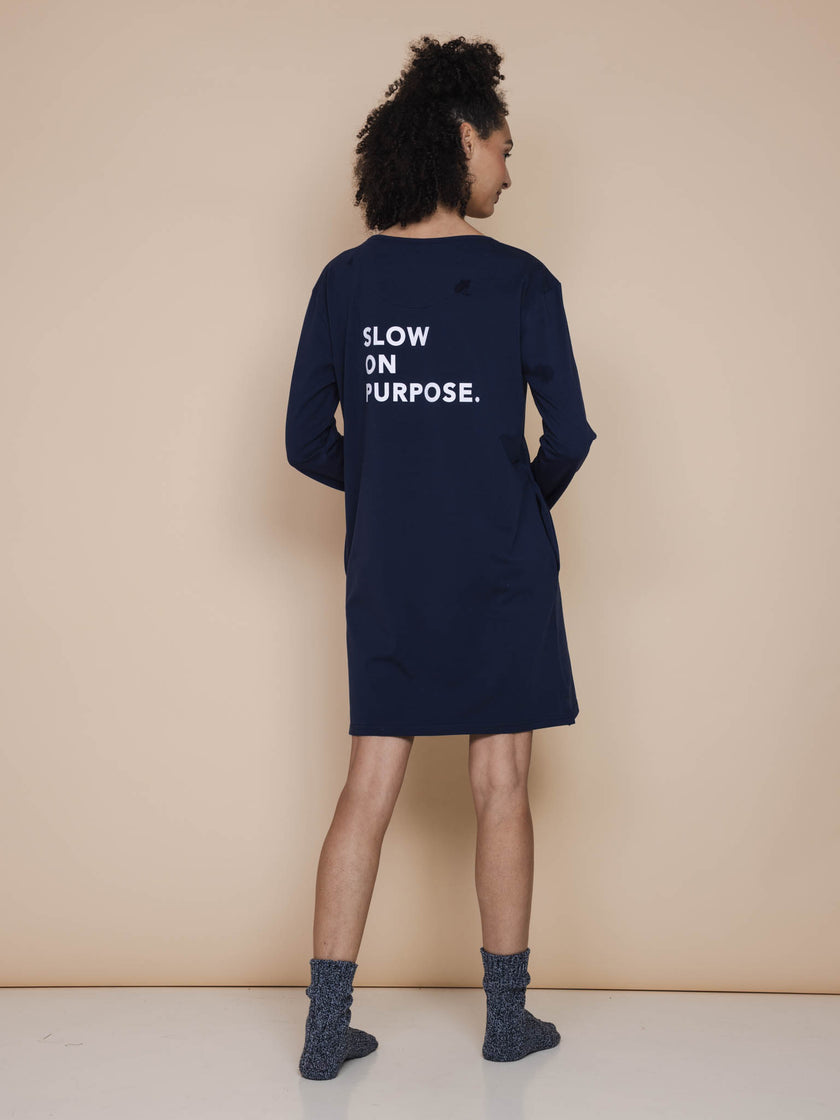 Slow Navy Long Sleeve Dress Damen