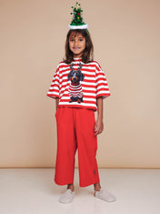 Pierre Xmas Cropped T-shirt and wide pants set Kids