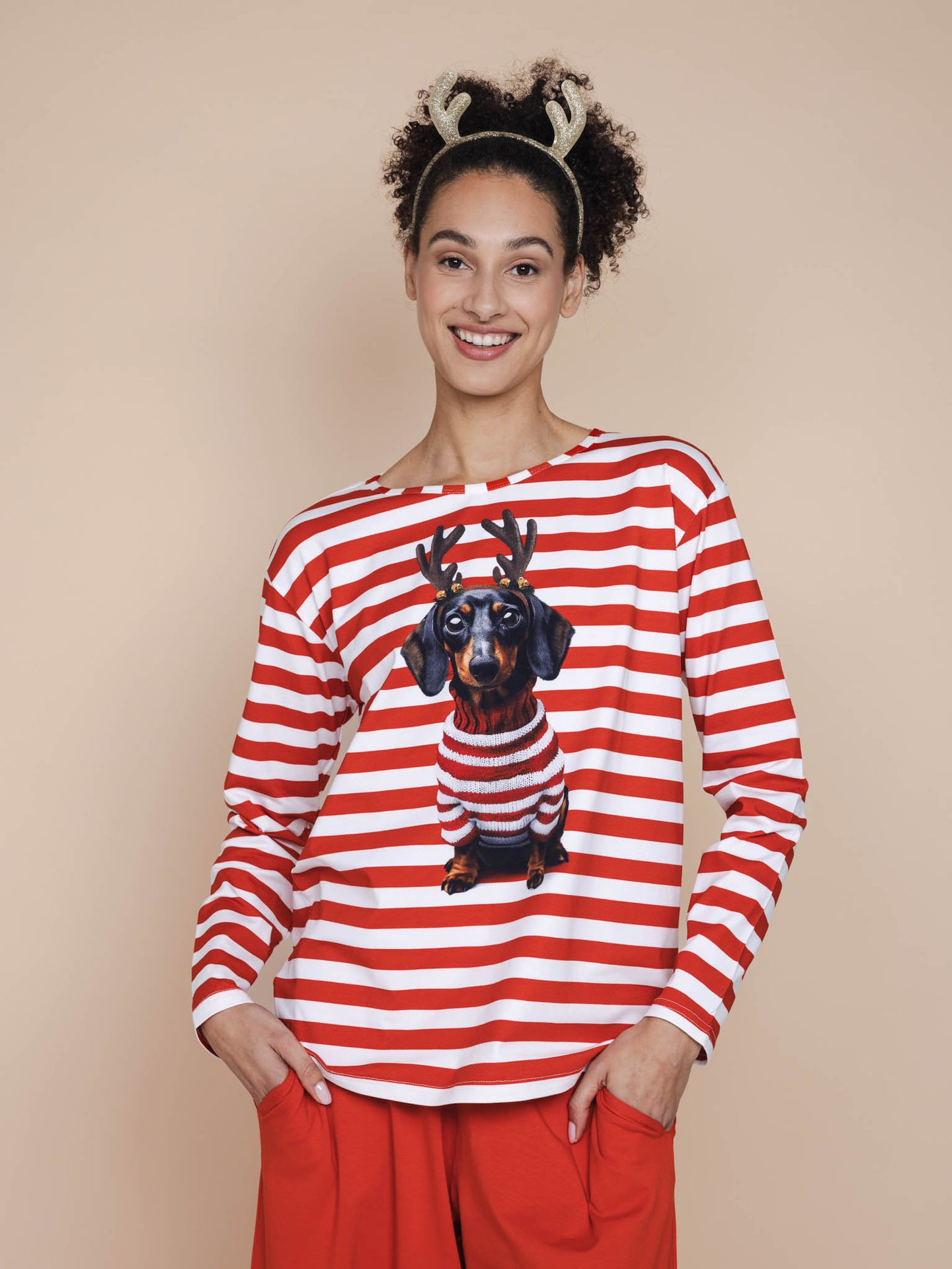 Pierre Xmas Long Sleeve T-shirt en Wijde broek set Dames - SNURK