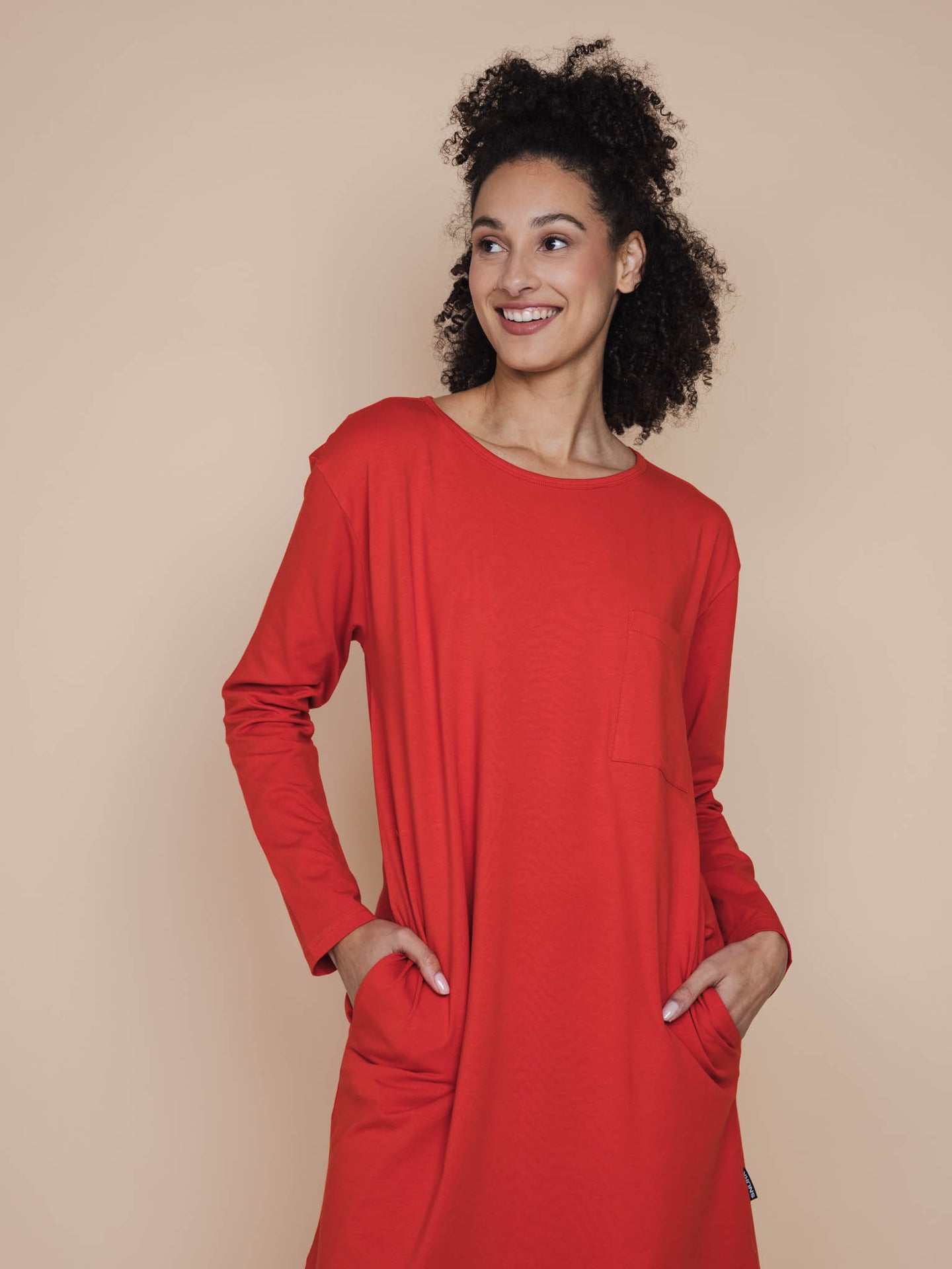 Slow Red Long Sleeve Dress Dames - SNURK
