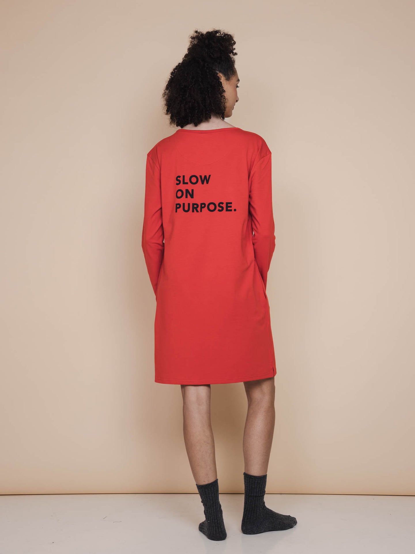 Slow Red Long Sleeve Dress Dames - SNURK