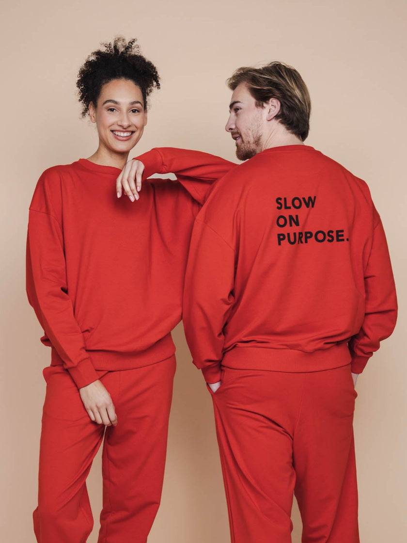 Slow Coral Red Sweater Unisex