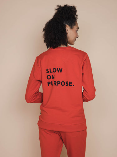 Slow Coral Red Sweater Dames