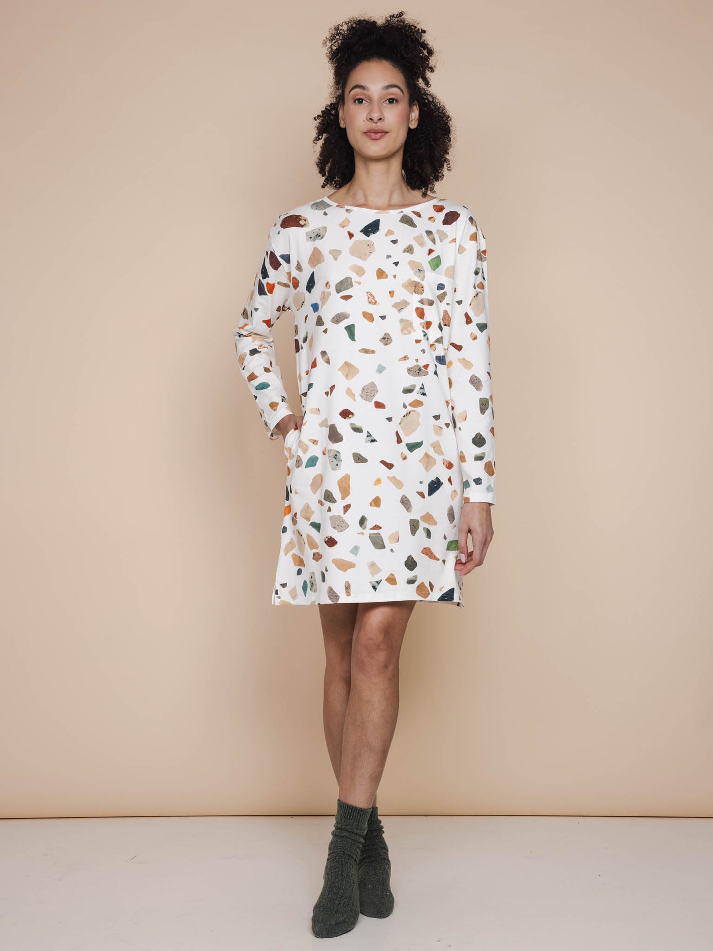 Terrazzo Long Sleeve Dress Dames - SNURK