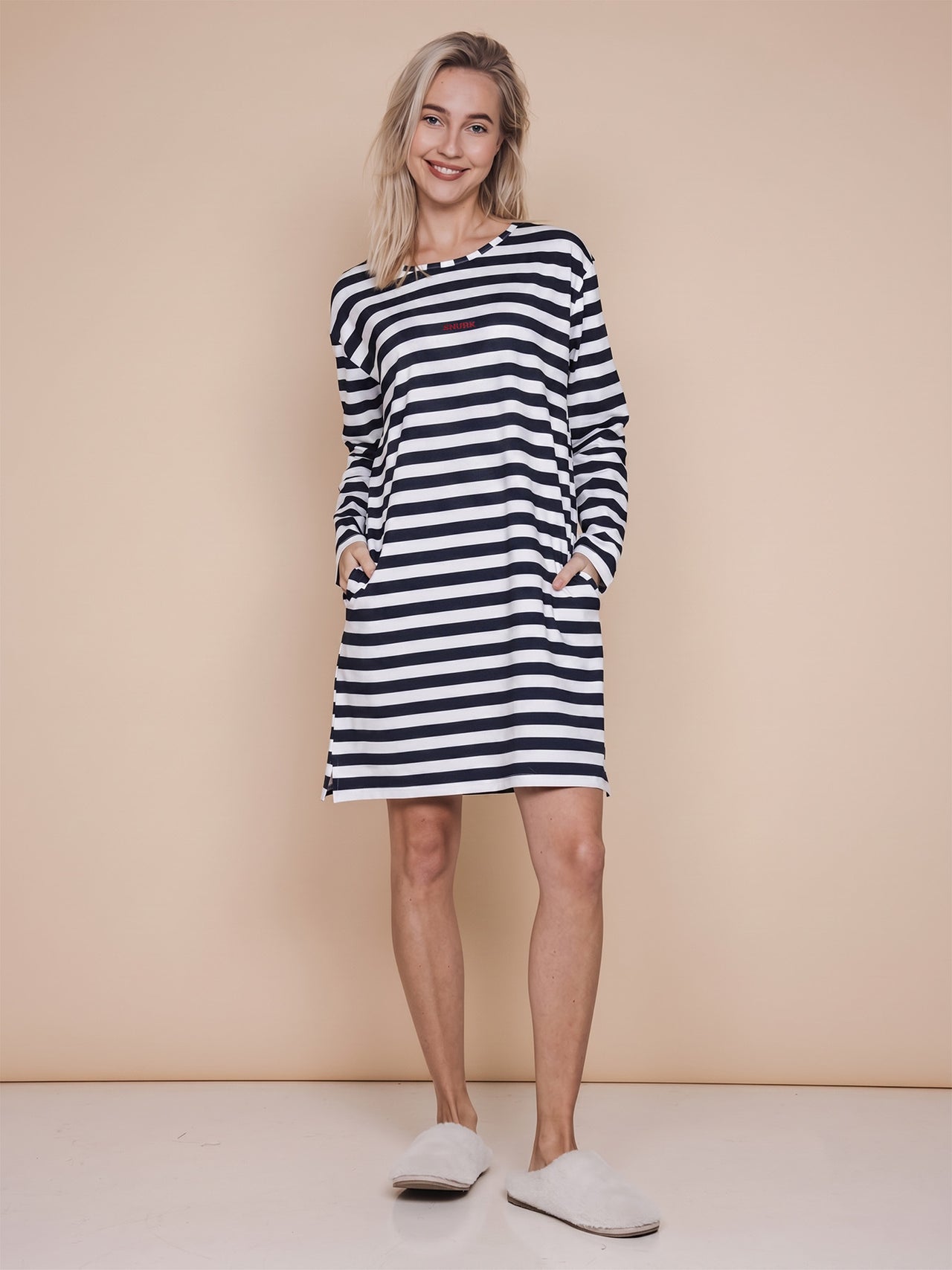 Breton Blue Long Sleeve Dress Dames