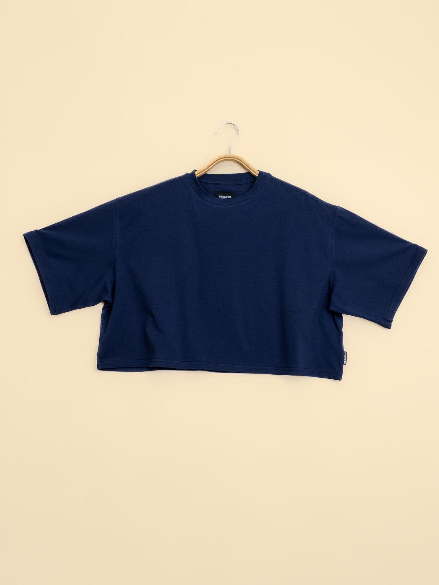 Navy Cropped Tee  with "Slow on Purpose" text in white on the back - SNURK