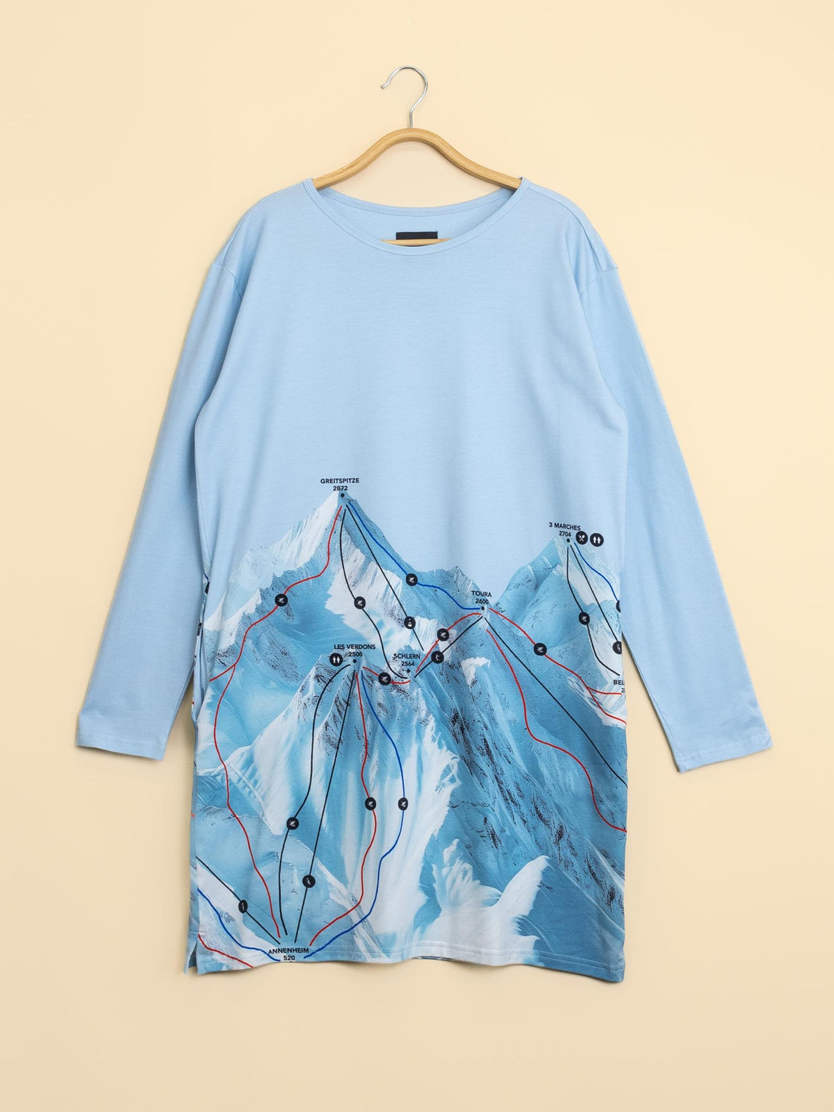 Ski Map Long Sleeve Dress Dames - SNURK