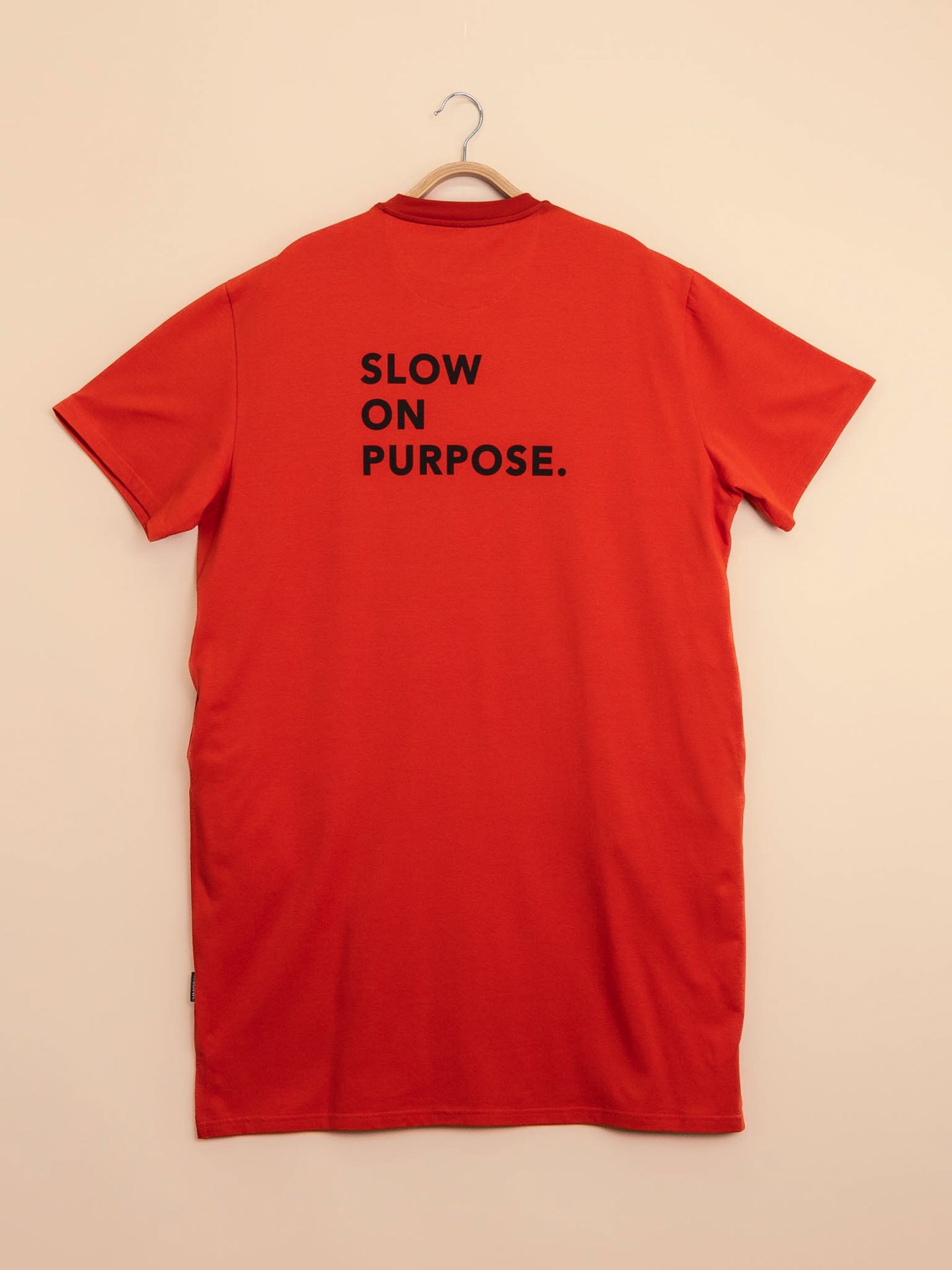 Slow Red Relaxed Tee Dress Dames - SNURK