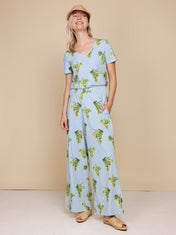Grapes V-neck T-shirt en Wijde broek set Dames