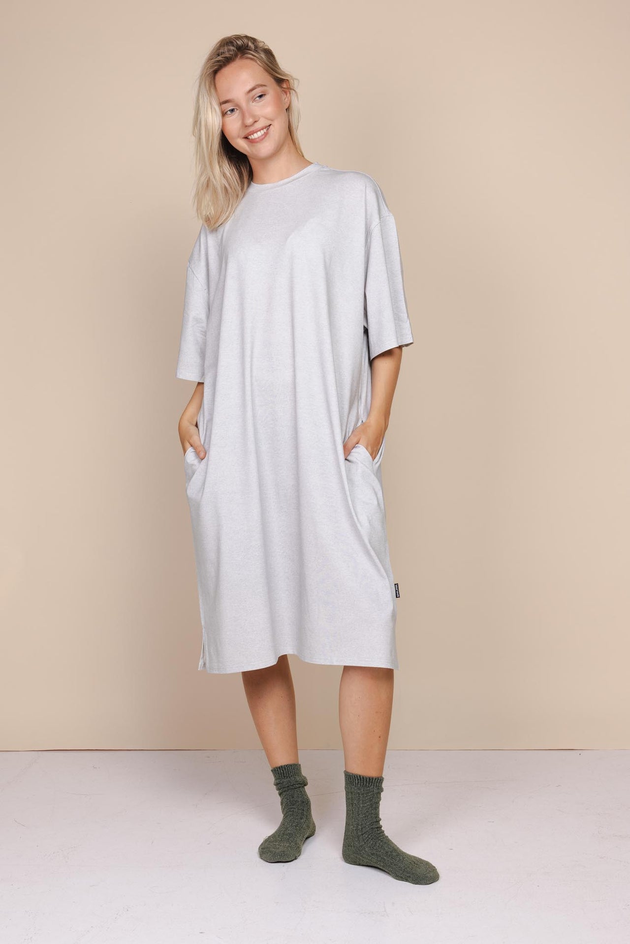 Slow Grey Relaxed Tee Dress Dames - SNURK