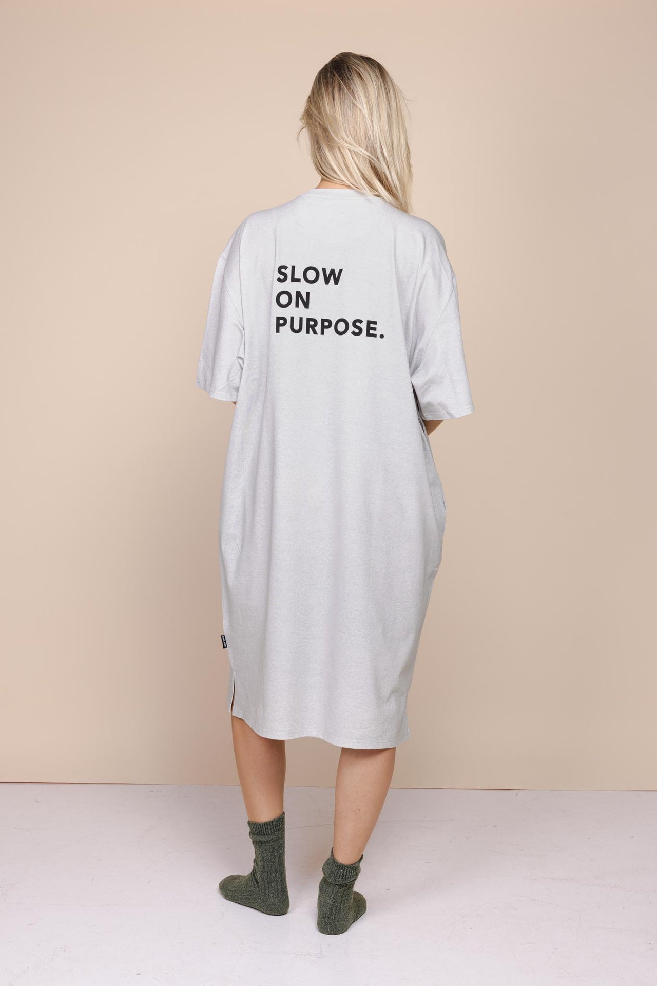 Slow Grey Relaxed Tee Dress Dames - SNURK
