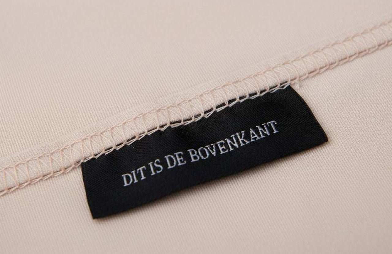 "Dit is de bovenkant" label