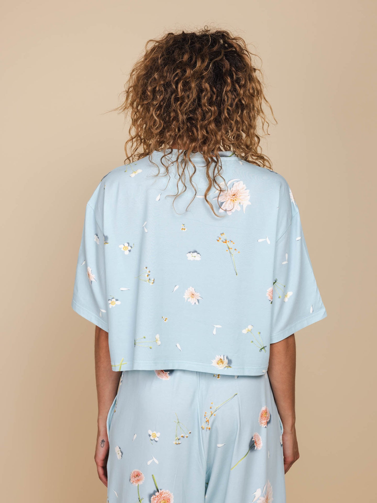 Hopeless Romantic Cropped T-shirt en Wijde broek set Dames - SNURK