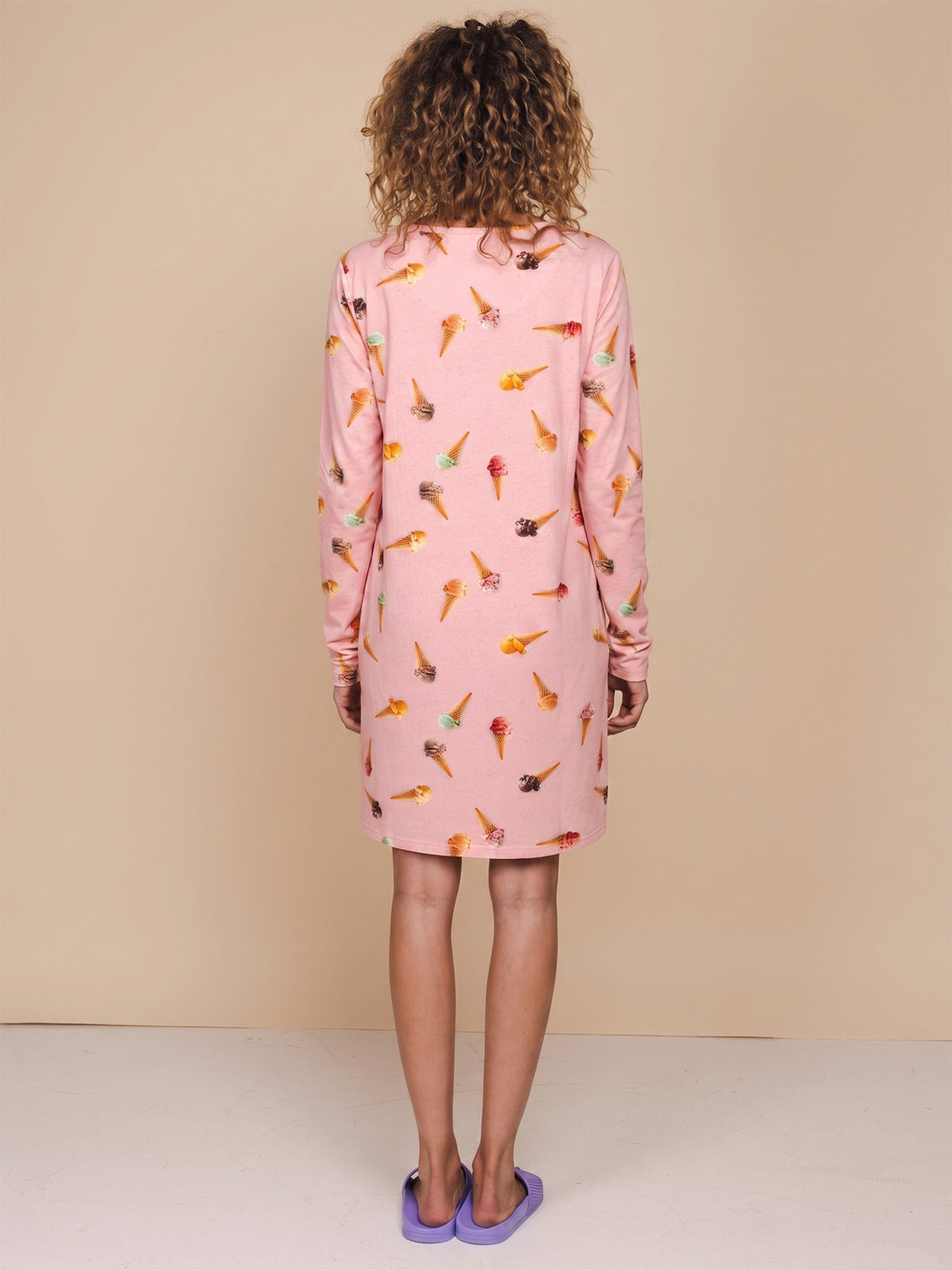 Ice Cream Cones Long Sleeve Dress Women