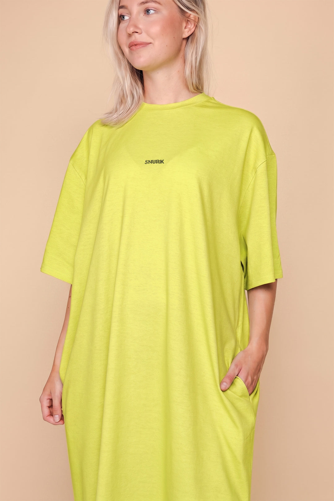 Lime Green Relaxed Tee Dress Dames