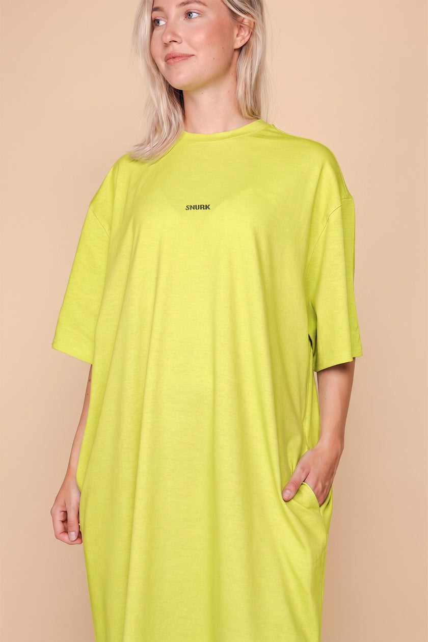 Lime Green Relaxed Tee Dress Dames