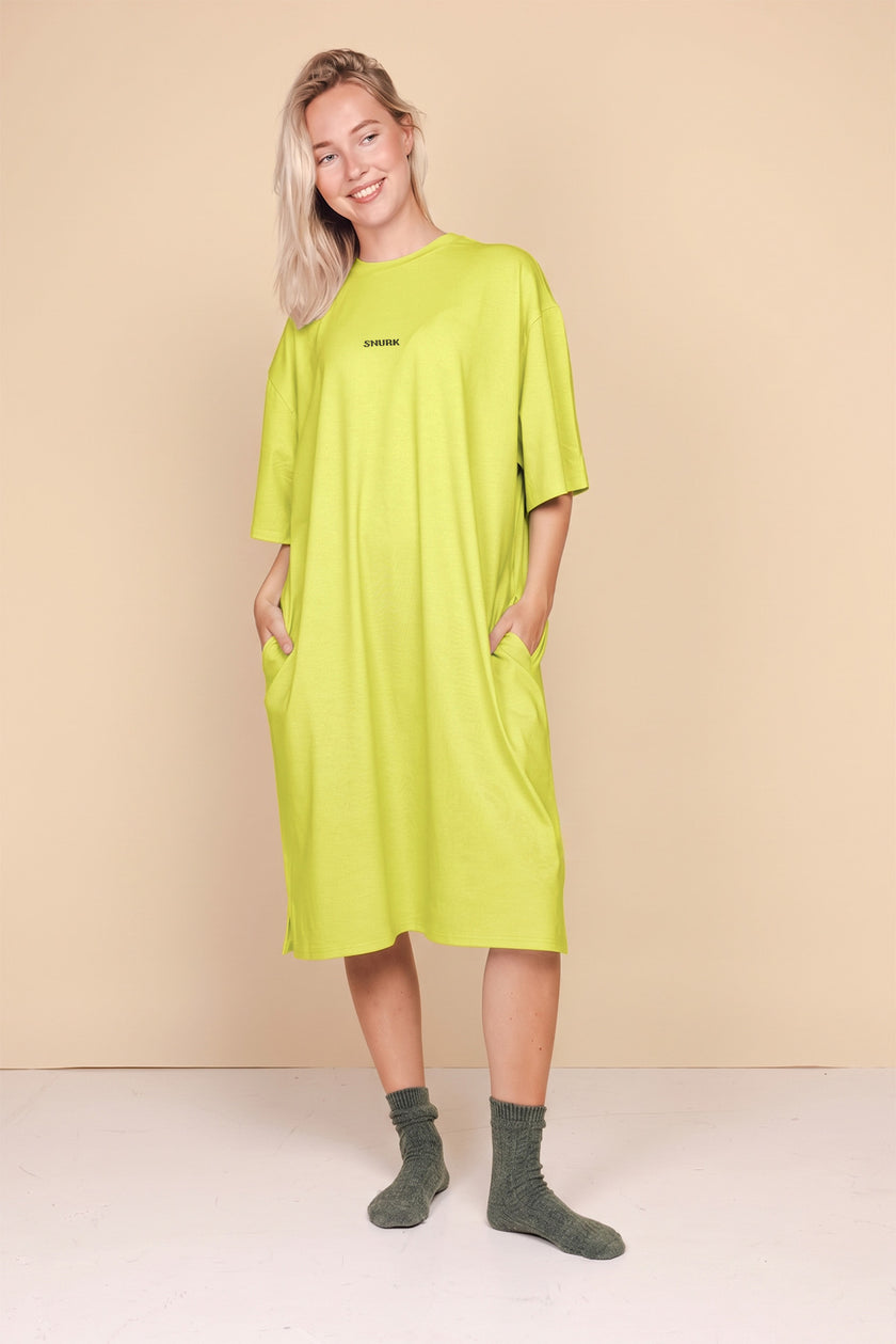 Lime Green Relaxed Tee Dress Dames