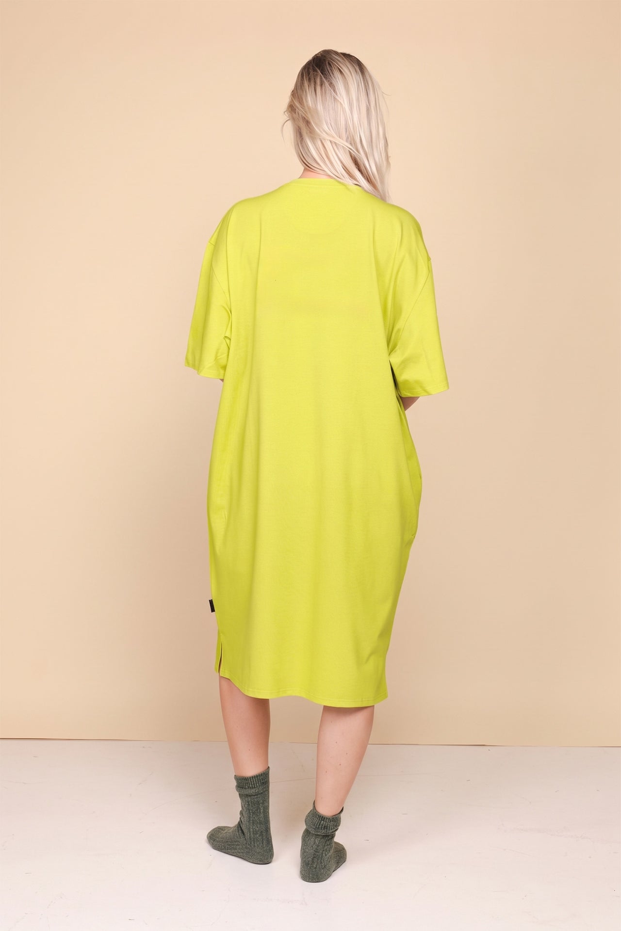 Lime Green Relaxed Tee Dress Dames
