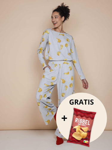 Chips Long Sleeve T-shirt and wide pants set Women