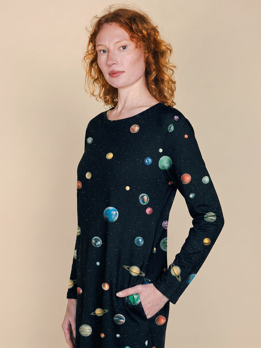 Marble Universe Long Sleeve Dress Dames