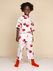 Mon Cherry Cropped T-shirt en Wijde broek set Kids