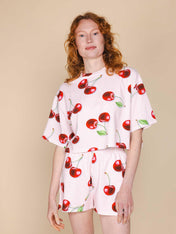 Mon Cherry Cropped T-shirt en Shorts set Dames