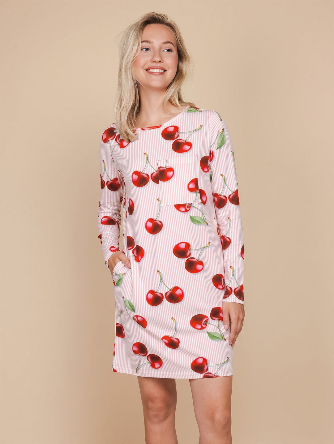 Mon Cherry Long Sleeve Dress Women