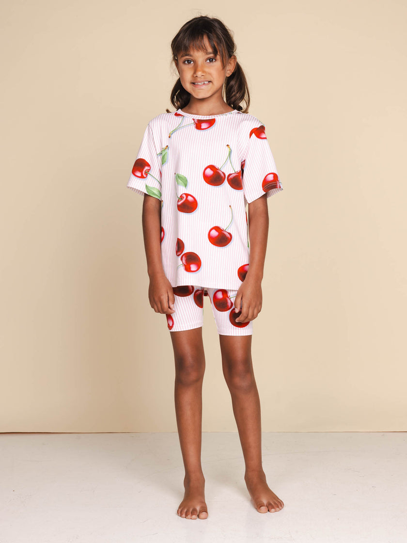 Mon Cherry T-shirt en Bikershorts set Kids
