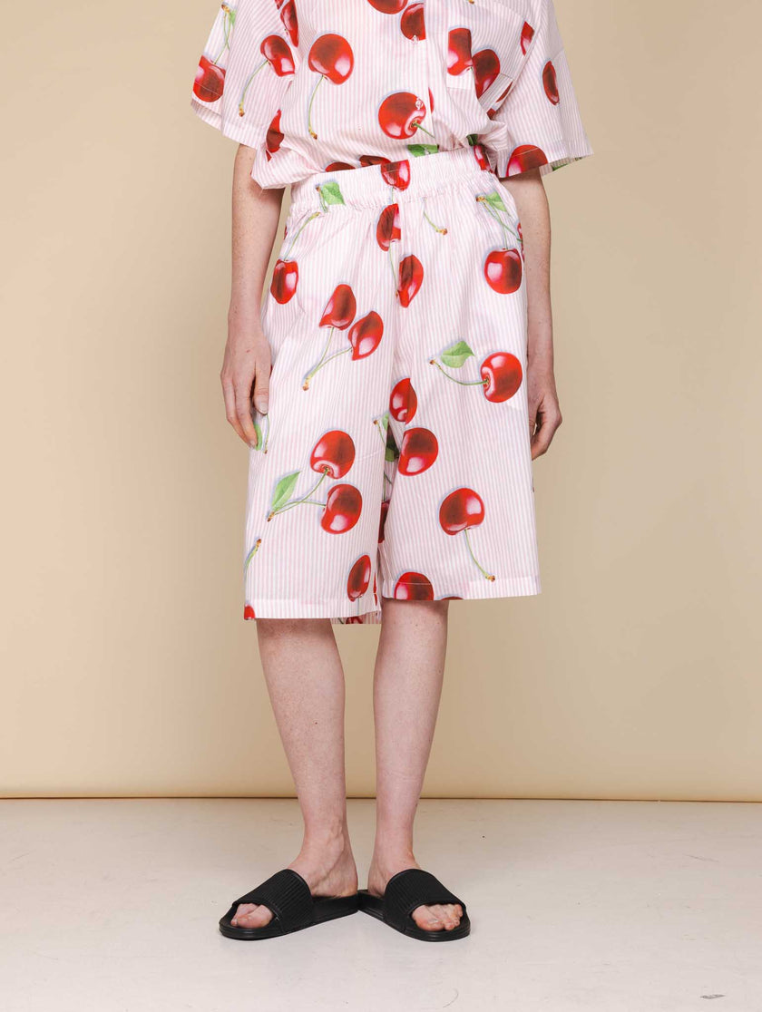 Mon Cherry Wide-Leg Shorts
