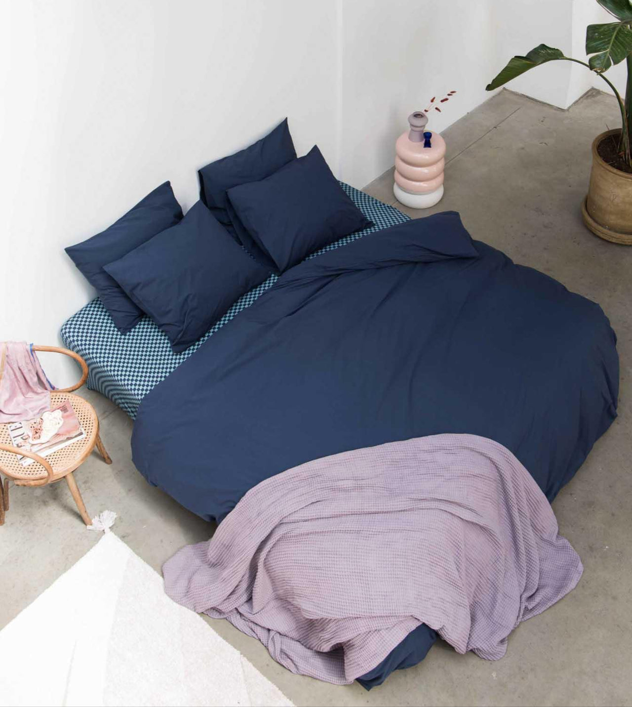 Navy duvet cover set flannel