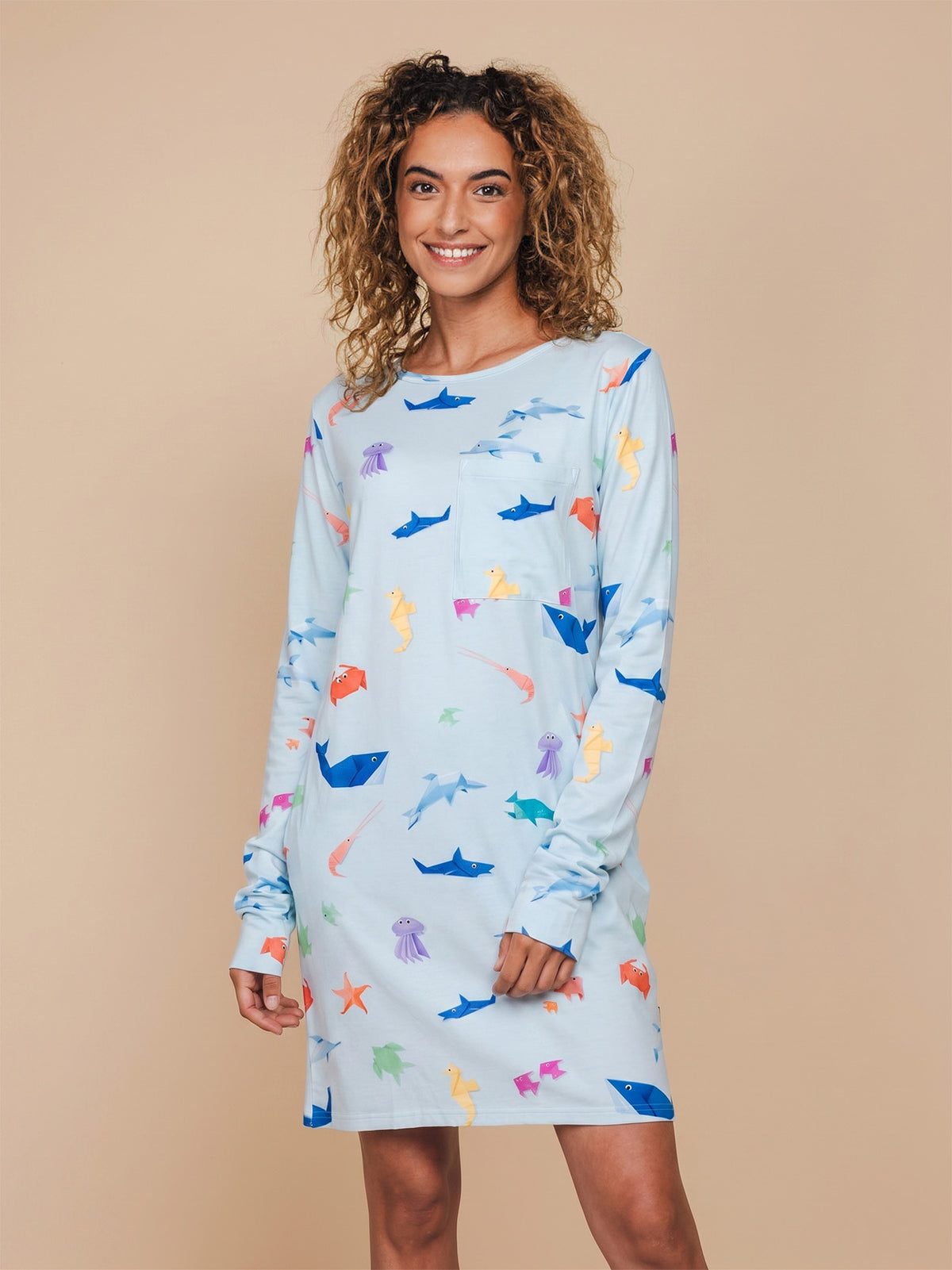 Origami Sea Long Sleeve Dress Damen