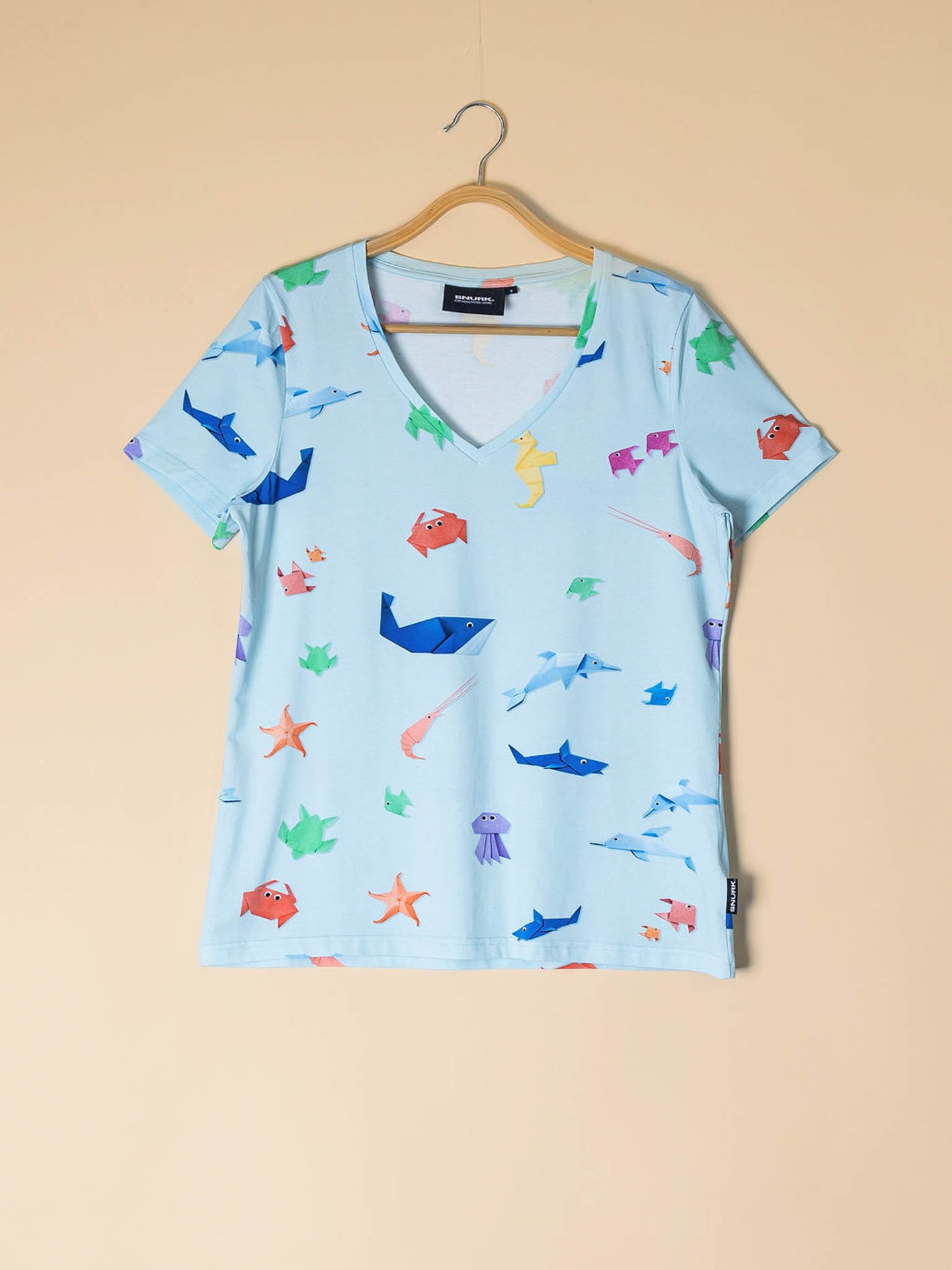 Origami Sea V-neck T-shirt Dames - SNURK