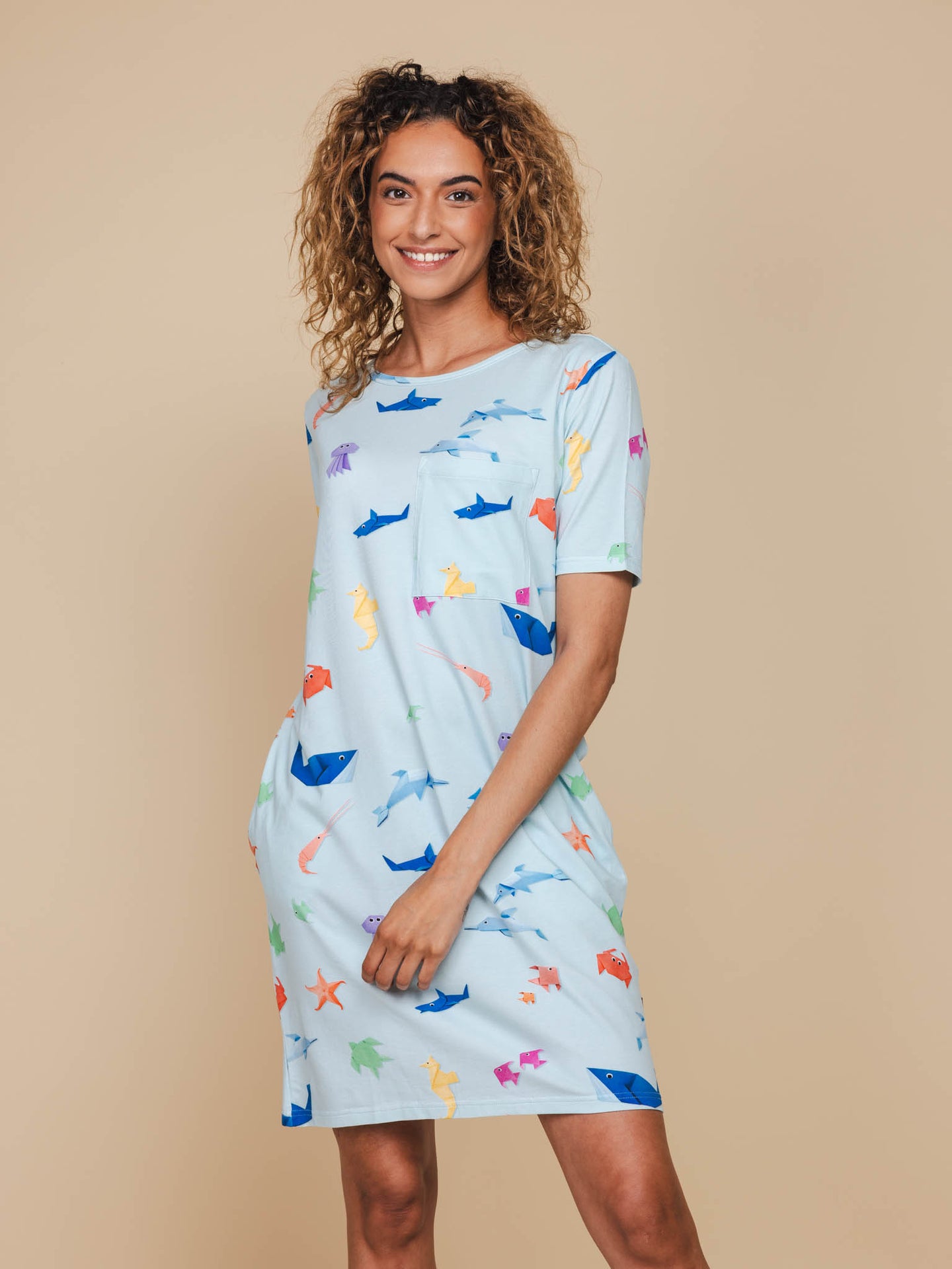 Origami Sea T-shirt Dress Damen